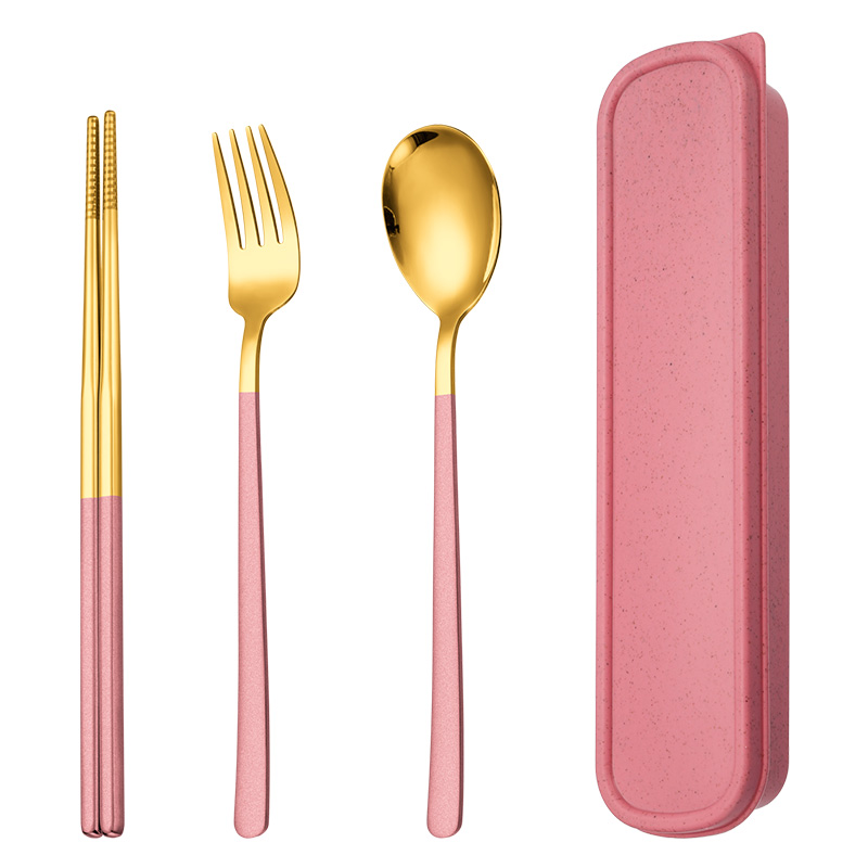 Portable stainless steel camping fork knife spoon set for travel and outdoor use

