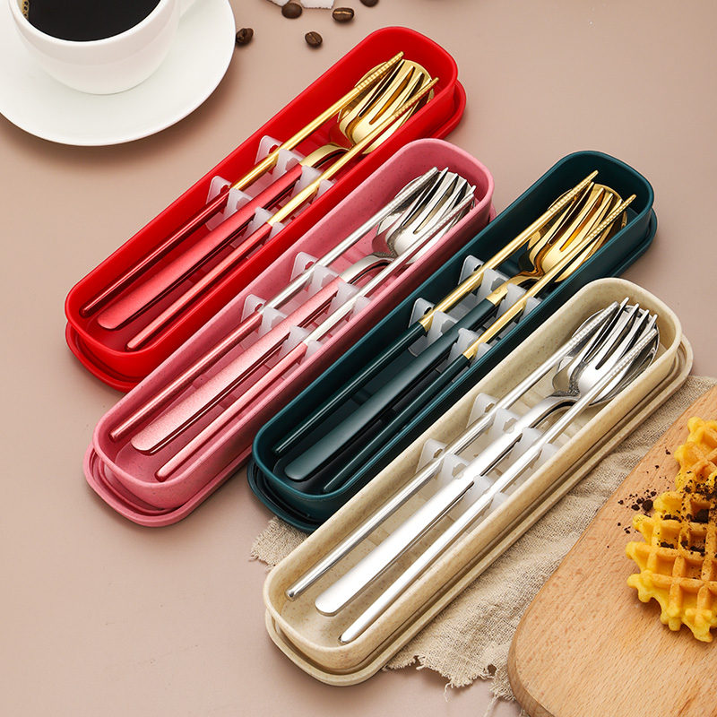Portable stainless steel camping fork knife spoon set for travel and outdoor use

