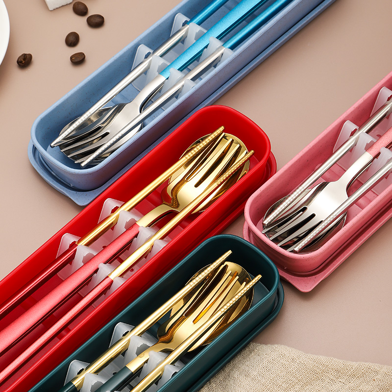 Portable stainless steel camping fork knife spoon set for travel and outdoor use

