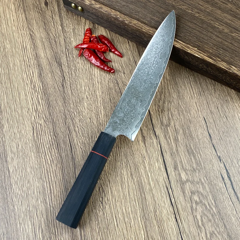 Damascus Steel Chef Knife with VG10 Core and Ergonomic Handle