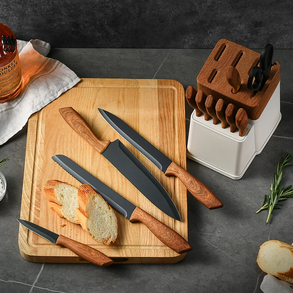  3-Piece Kitchen Knife Set with Rosewood Handles and Stainless Steel Blades

