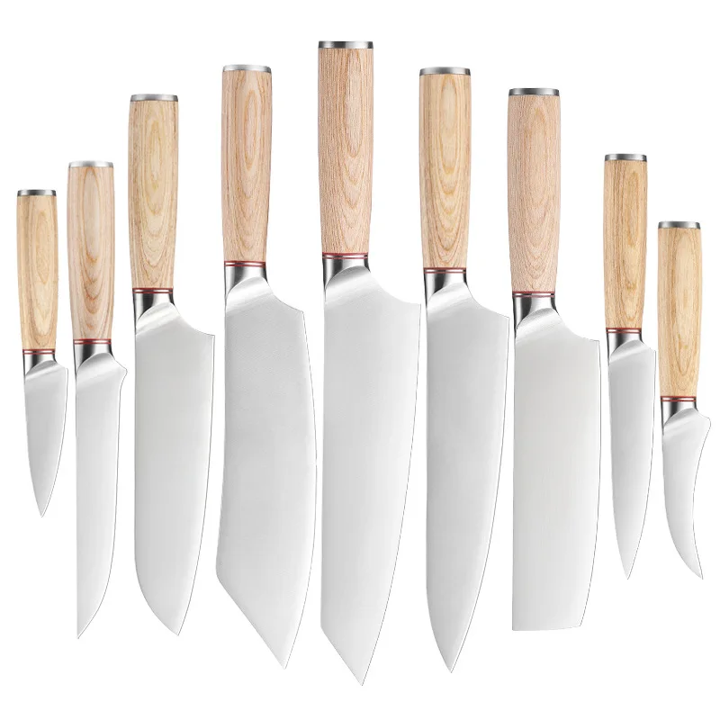 9-Piece Western Kitchen Knife Set for Professional Use
