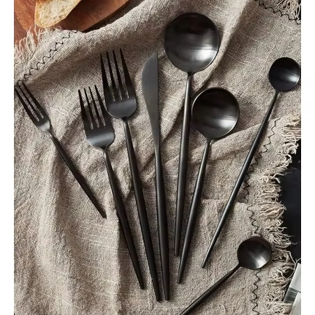Luxury stainless steel cutlery set with polished finish and elegant design

