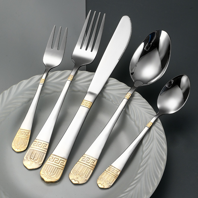 Stainless steel steak knife and fork set for party and restaurant dining

