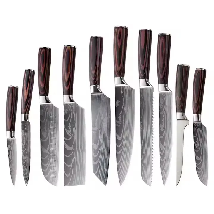 Hand-Forged High Carbon Steel Chef Knife with Wooden Handle