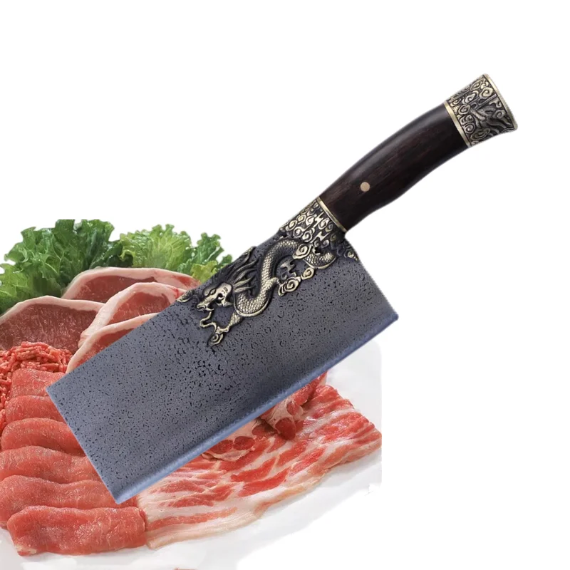 Hand-Forged High Carbon Steel Chef Knife with Wooden Handle