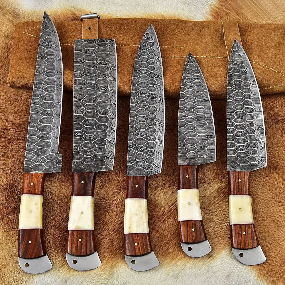 Hand-Forged High Carbon Steel Chef Knife with Wooden Handle