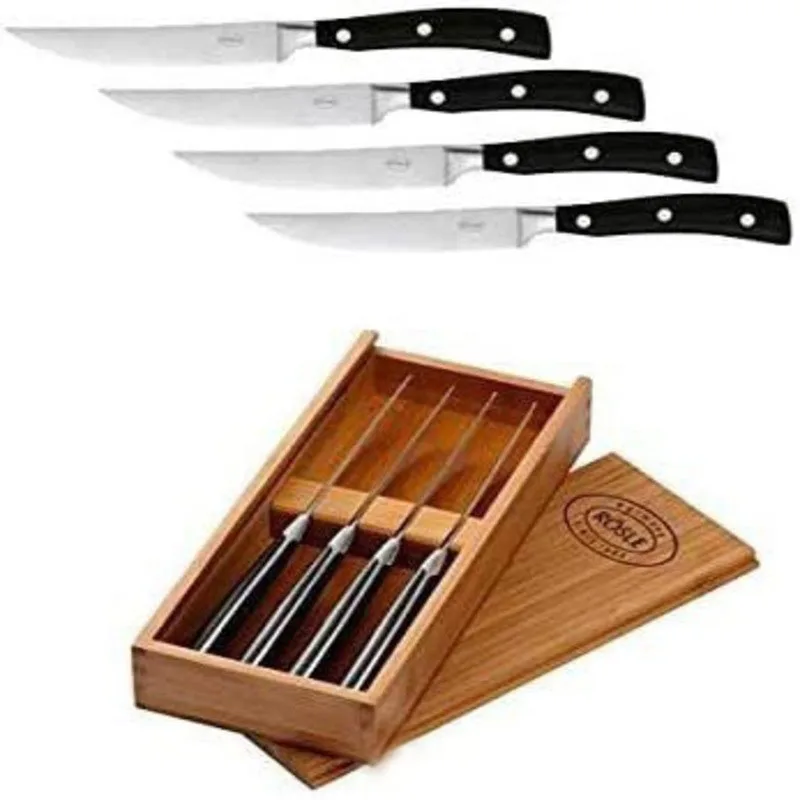 Full Stainless Steel Chef and Steak Knife Set for Kitchen Use