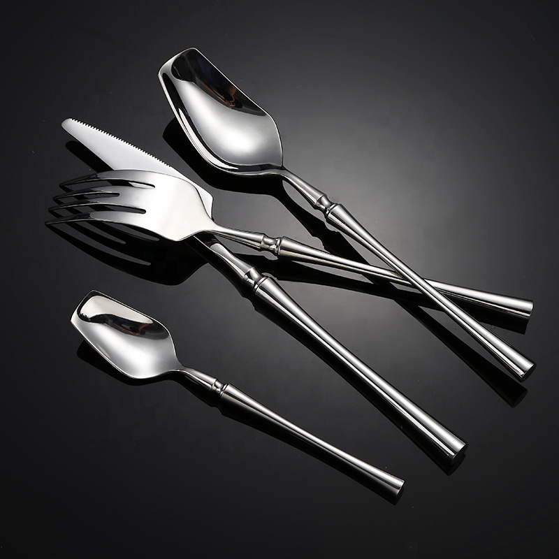 Reusable cutlery set with fork, knife, spoon and travel case for eco-conscious dining

