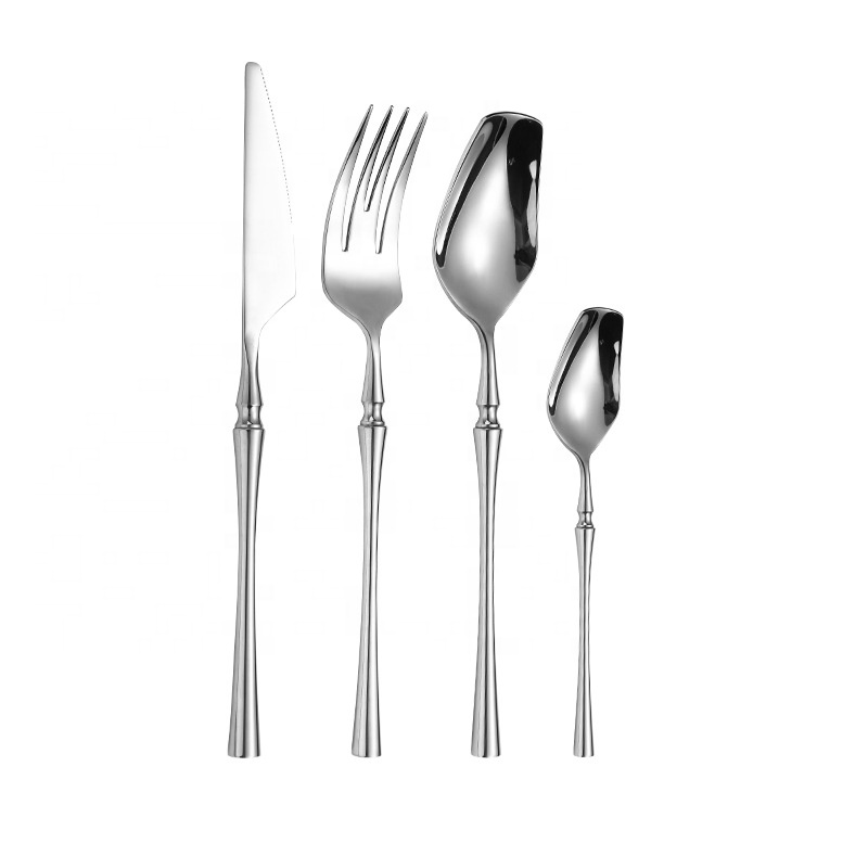 Reusable cutlery set with fork, knife, spoon and travel case for eco-conscious dining

