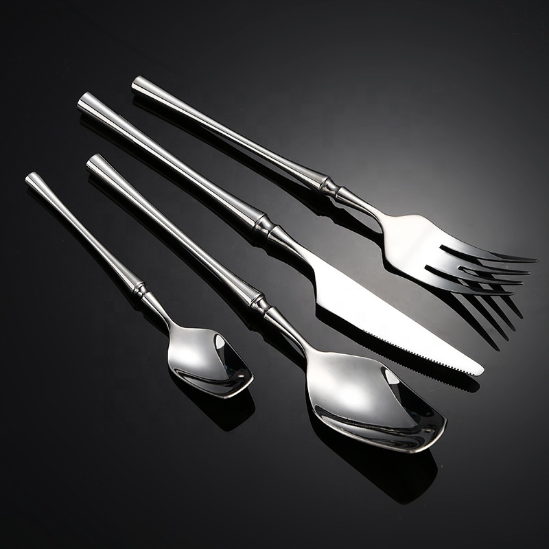 Reusable cutlery set with fork, knife, spoon and travel case for eco-conscious dining

