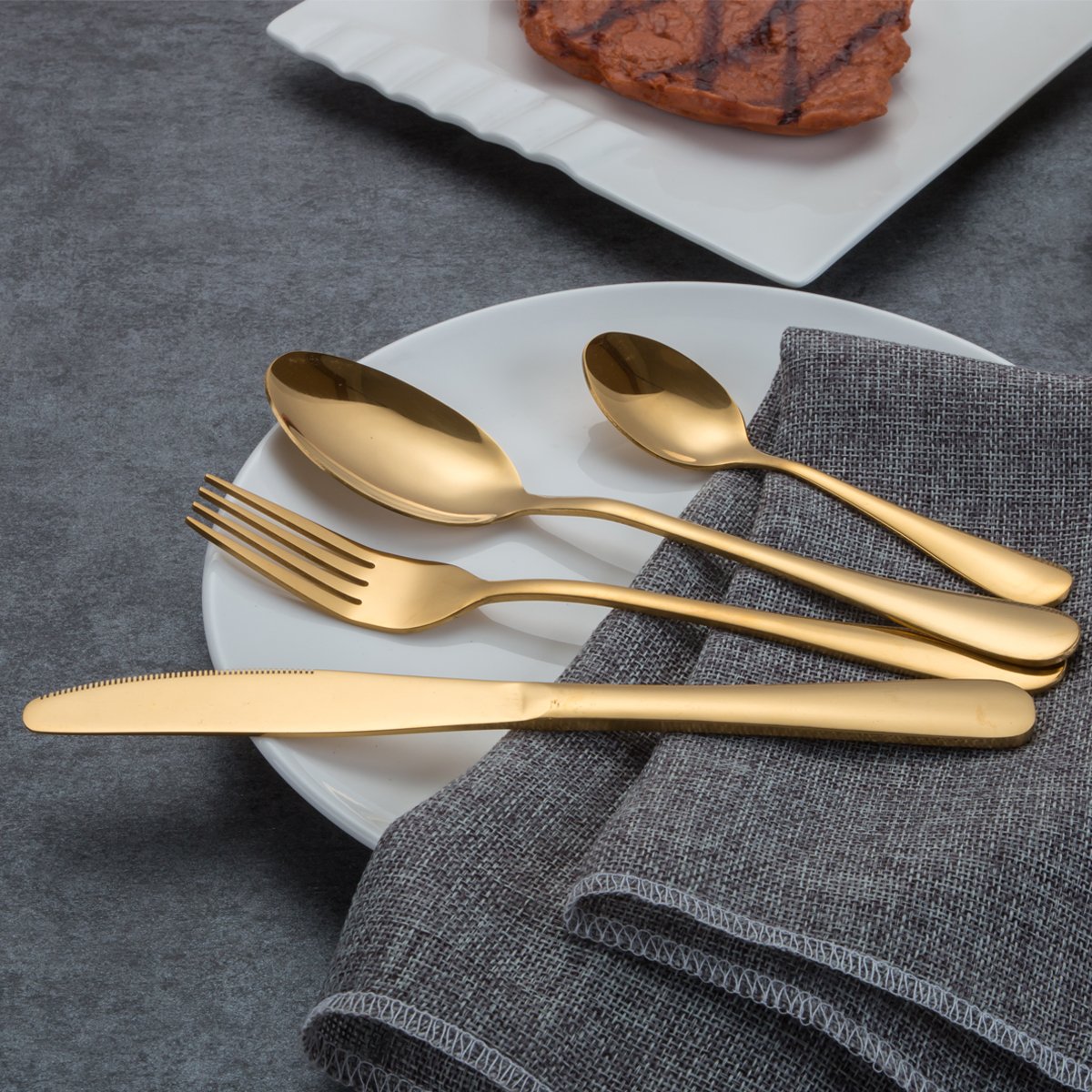Premium silver cutlery set with knife, fork, and spoon for luxury dining

