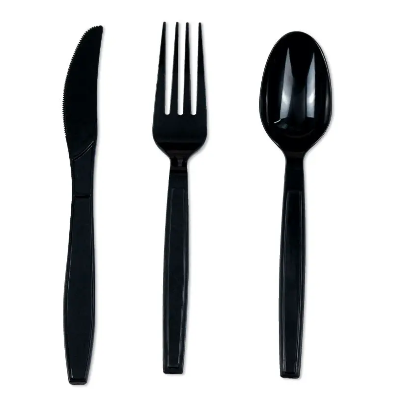 Elegant Matte Black Cutlery Set – Fork, Knife, Spoon