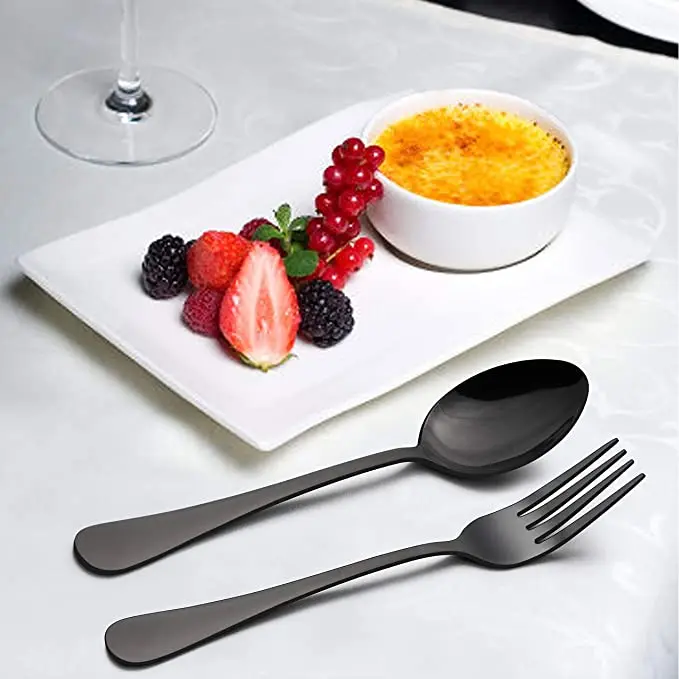 Elegant Matte Black Cutlery Set – Fork, Knife, Spoon
