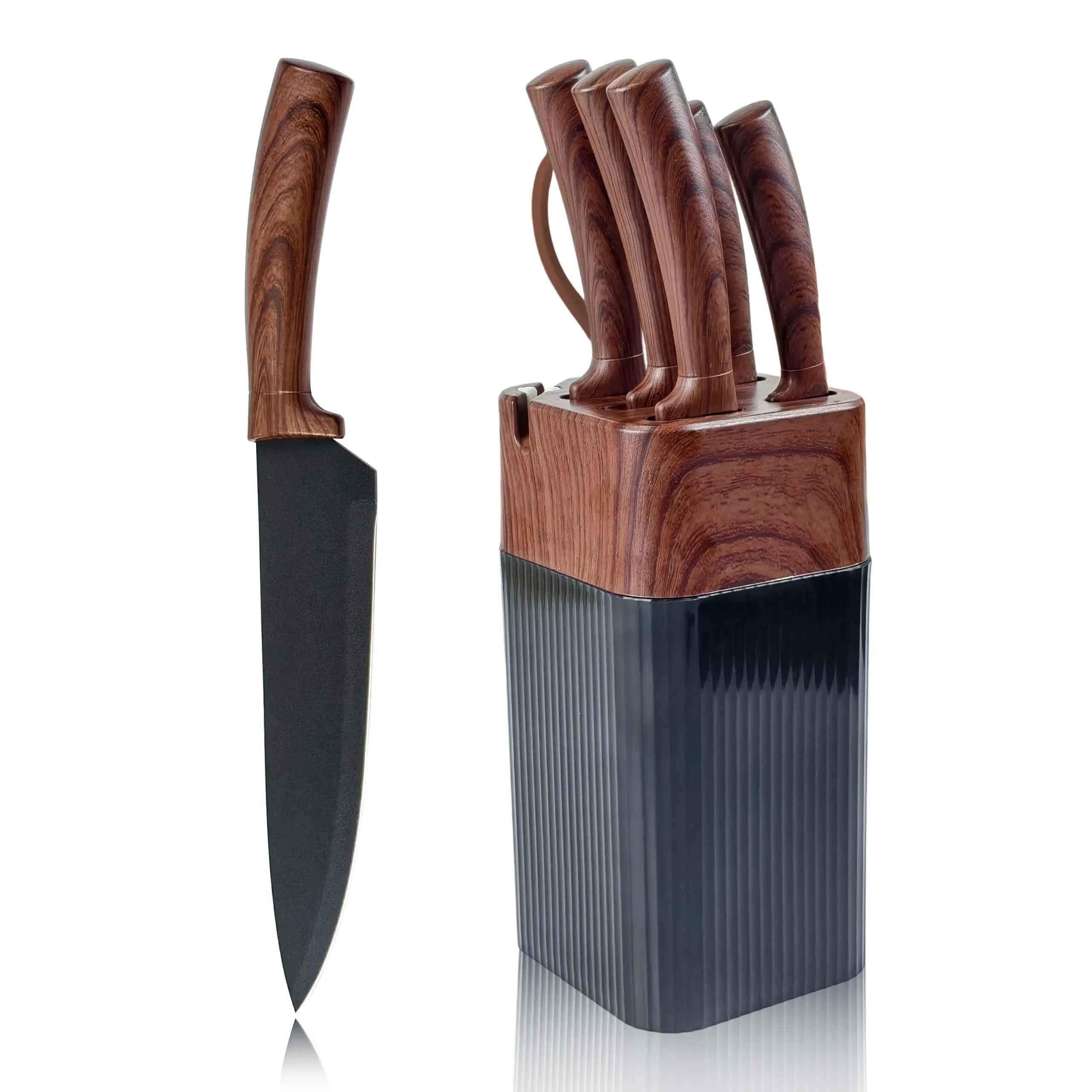 Stainless Steel Kitchen Knife with Wood Grain Handle