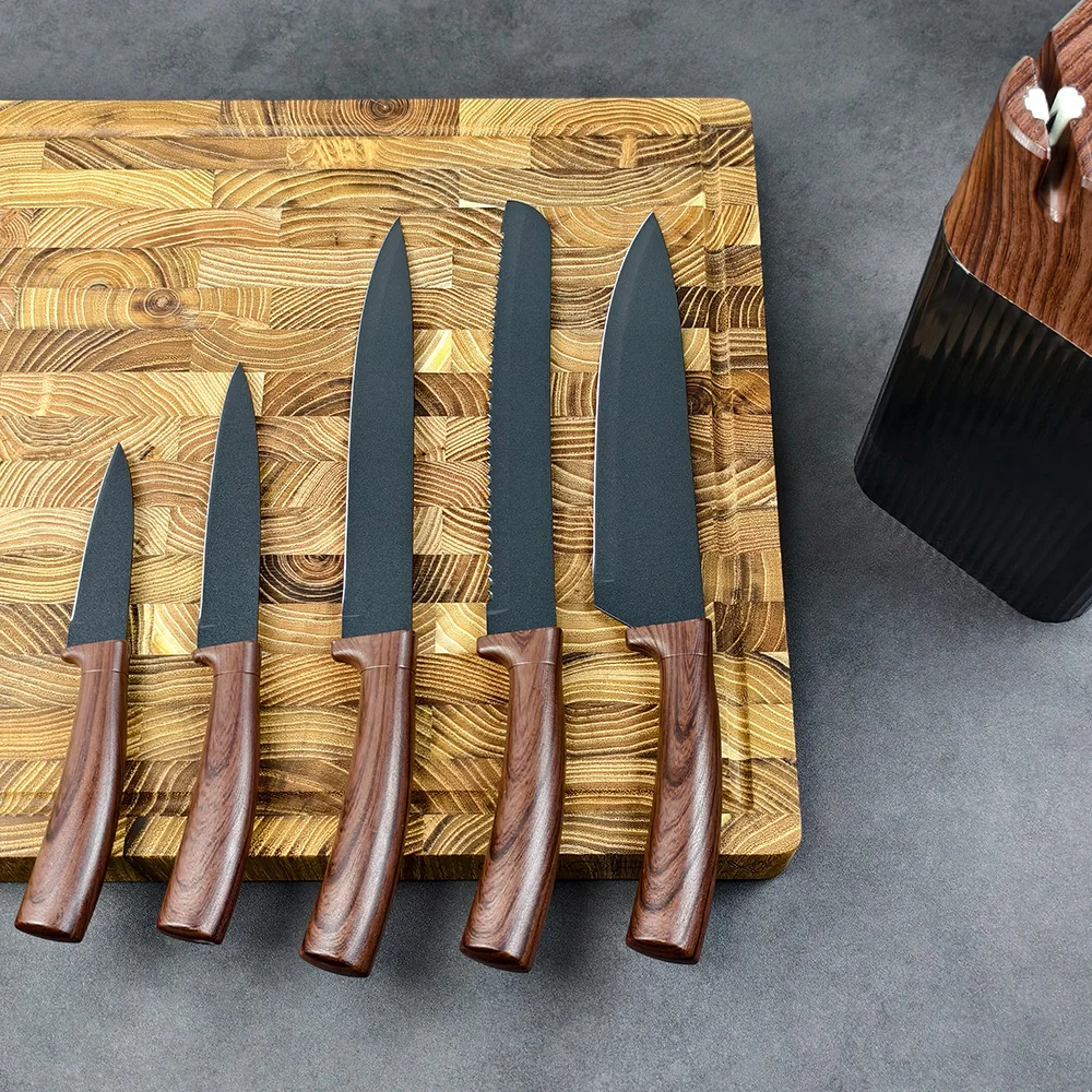 Stainless Steel Kitchen Knife with Wood Grain Handle
