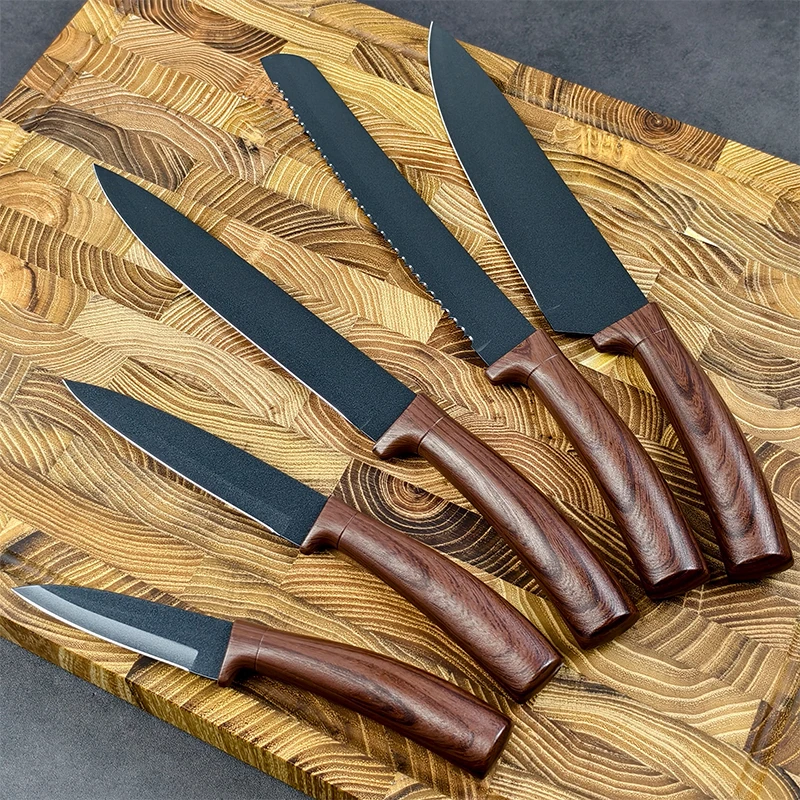 Stainless Steel Kitchen Knife with Wood Grain Handle