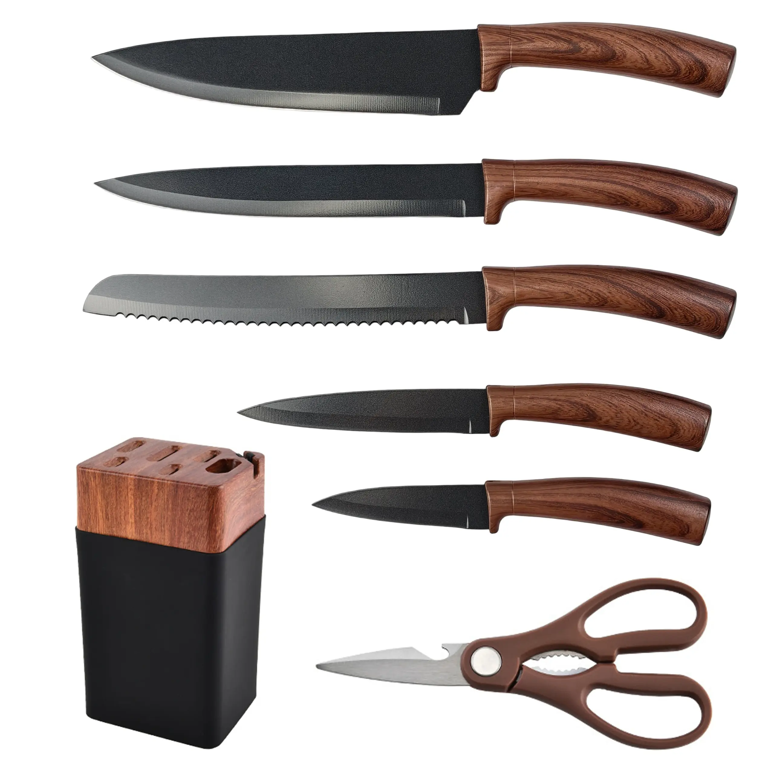 Stainless Steel Kitchen Knife with Wood Grain Handle
