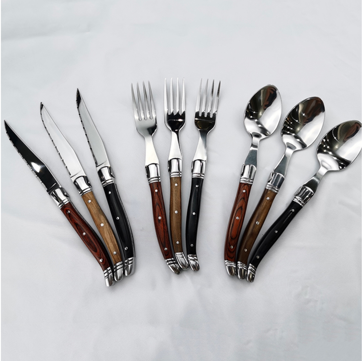 Portable stainless steel knife fork spoon travel cutlery set with case

