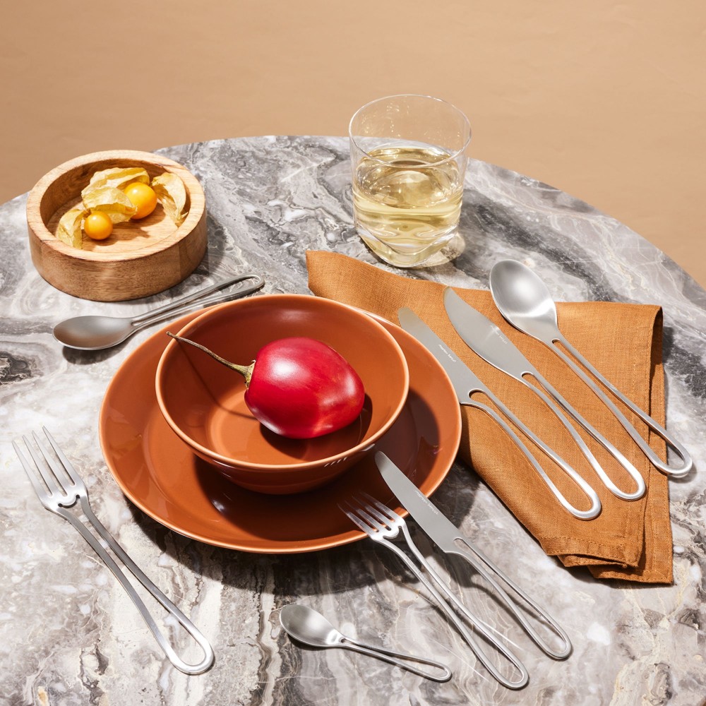Portable stainless steel knife fork spoon travel cutlery set with case

