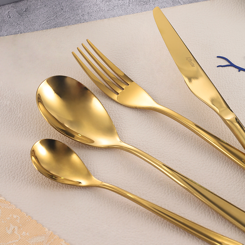 Luxury Gold Stainless Steel Cutlery Set for Restaurant and Wedding Use